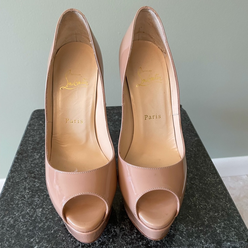 Christian Louboutin Nude Peep-Toe Heels